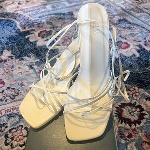 Zara White Strappy Heels US 6.5 EU37